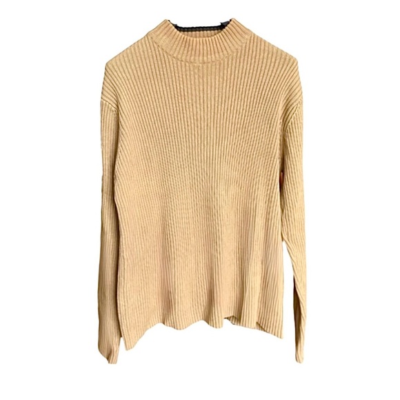 Claiborne | Merino Tan Ribbed Sweater | Mock Neck | Men’s Size Large | NWOT - Picture 1 of 7